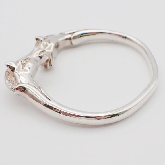 HERMES Logo Cheval Double Horse Head Bangle Bracelet Silver Accessory - Picture 15 of 16